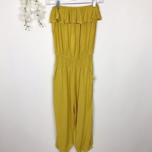 NWT Mustard Yellow Strapless Jumpsuit